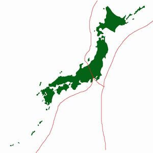 日本地図のプレートの位置
